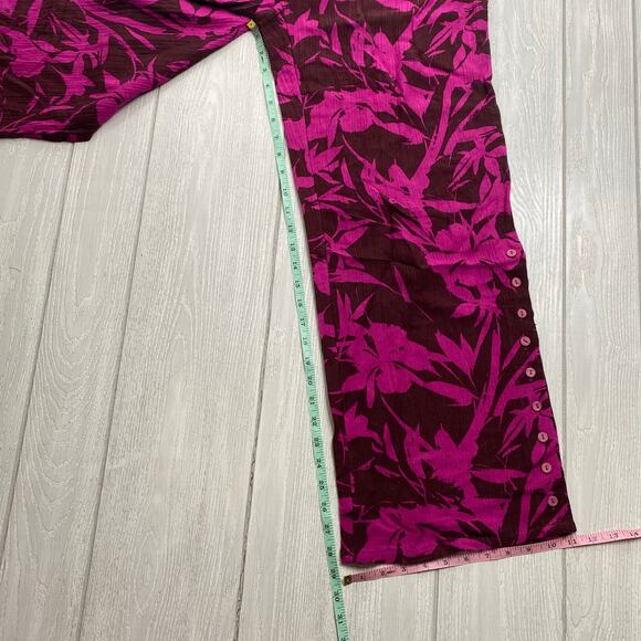 Soft Surroundings Purple Tropical Oceo Gauze Tunic & Wide Leg Pants Size Medium - Picture 11 of 16
